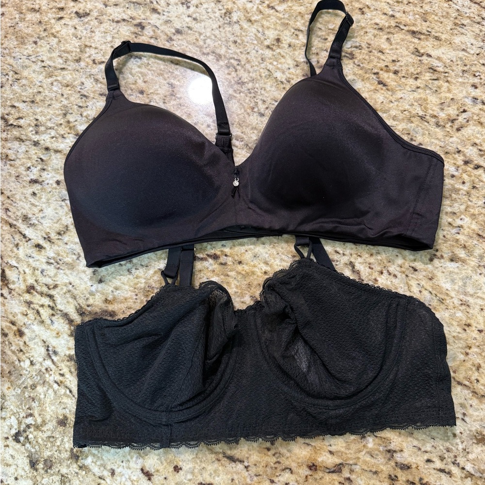 NWOT 2 Pc Bundle Sexy & Comfort Bali & Auden Black Bras 36C